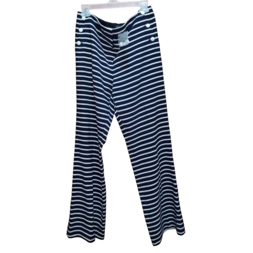 The Limited Flare Wide Leg Career Pants SZ 14R (Blue & White Striped)